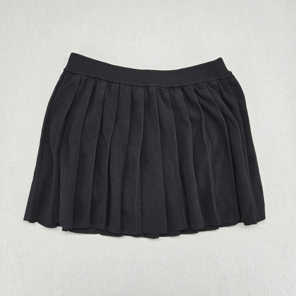 Daisy Black Pleated Knit Skort Pleated Tennis Mini Skirt Built In Shorts Large - Picture 3 of 9